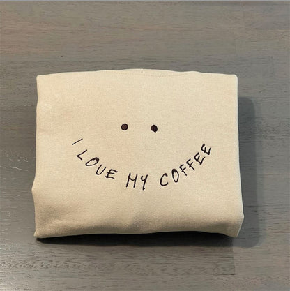 I Love My Coffee Embroidered Sweatshirt, Women's Embroidered Sweatshirts