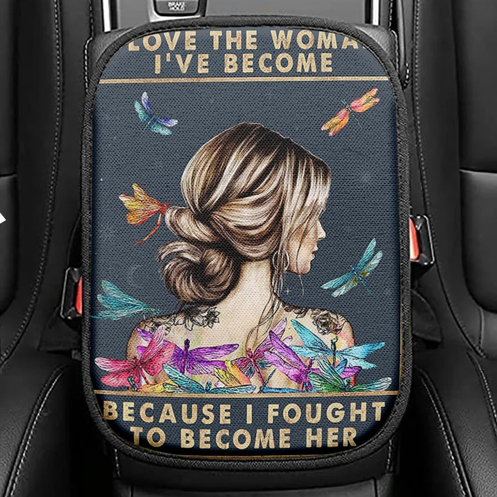I Love The Woman I've Become Seat Box Cover, Gifts For Women, Girls, Teens, Boho Hippie Dragonfly Car Interior Accessories