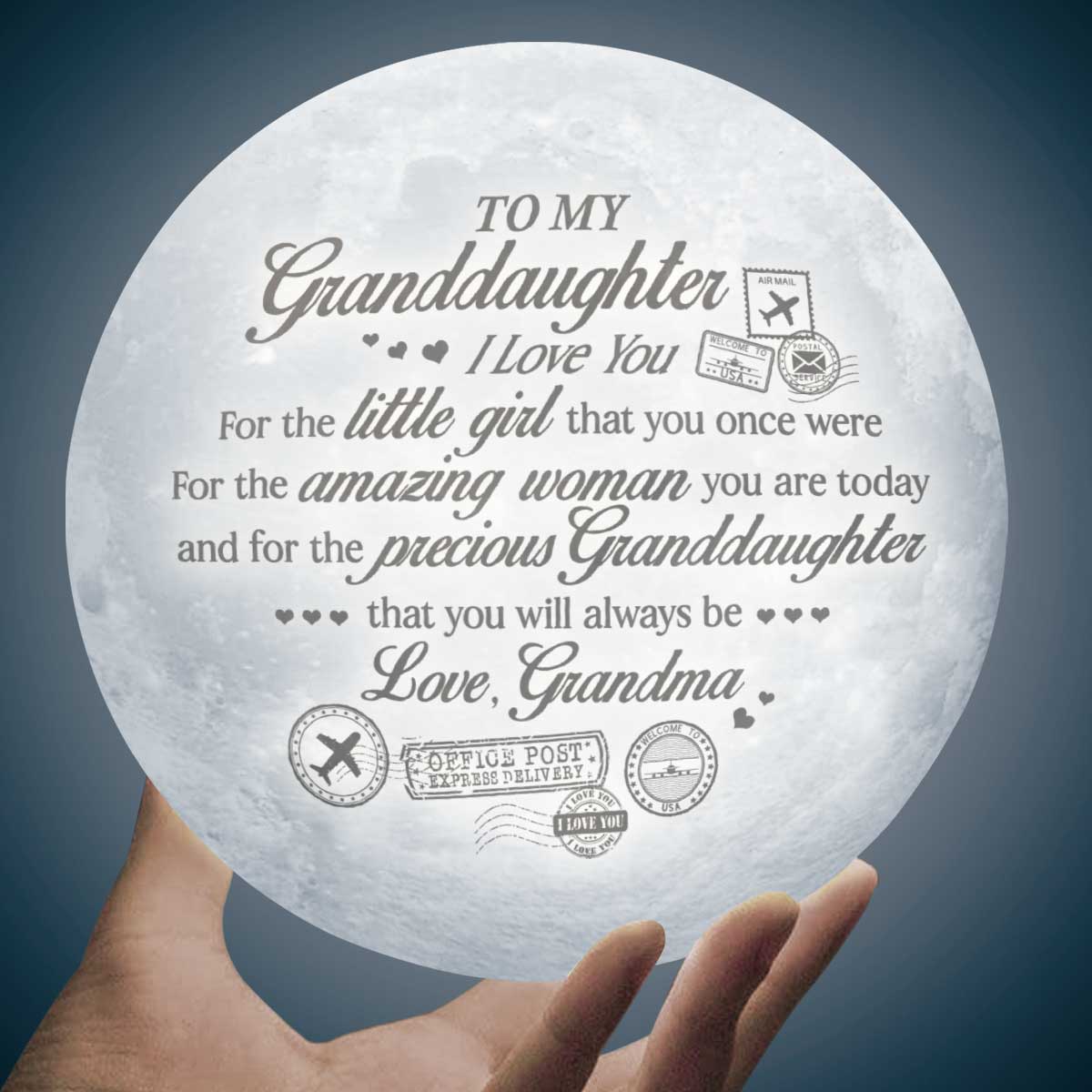 I Love You For The Amazing Woman You're Today 3d Printed Moon Lamp - To My Granddaughter - Gift For Granddaughter - Engraved Moon Lamp
