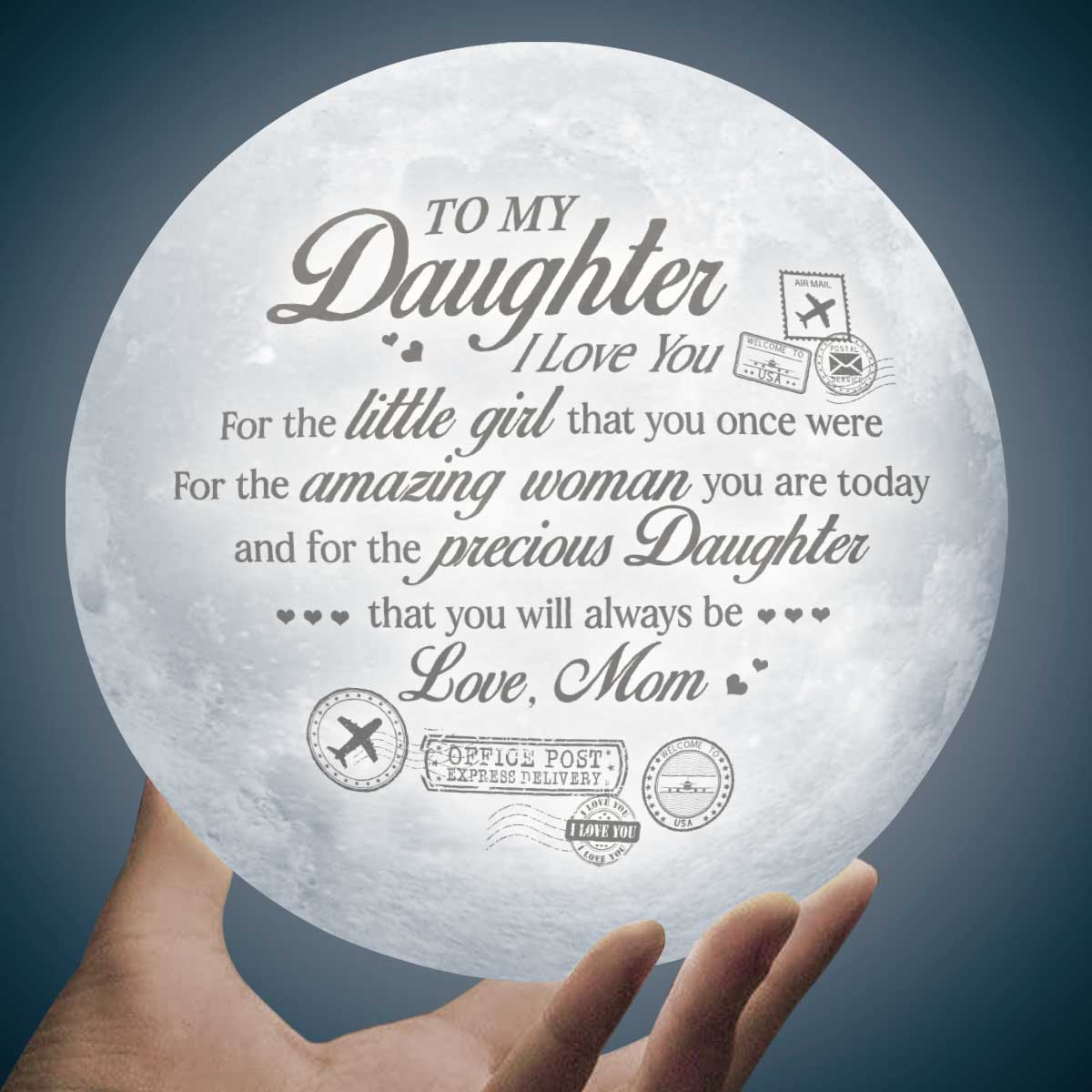 I Love You For The Little Girl That You Once Were 3d Printed Moon Lamp - To My Daughter From Mom - Birthday Gift For Daughter - Valentines Day Gifts For Daughter