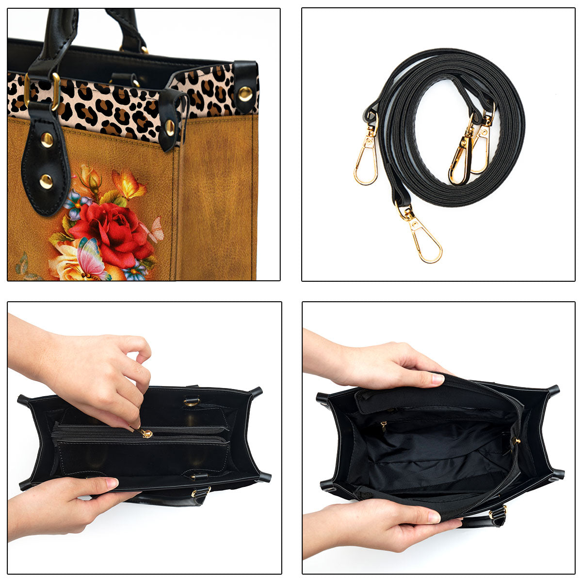 I Love You Forever And Always Leather Bag - Custom Name Flower Leather Handbag For Wife - Christian Gifts For Women