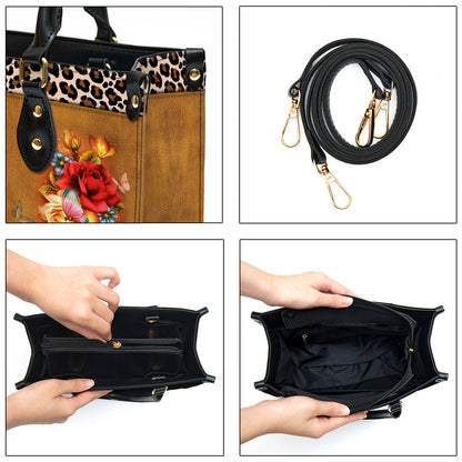 I Love You Forever And Always Leather Bag - Custom Name Flower Leather Handbag For Wife - Christian Gifts For Women