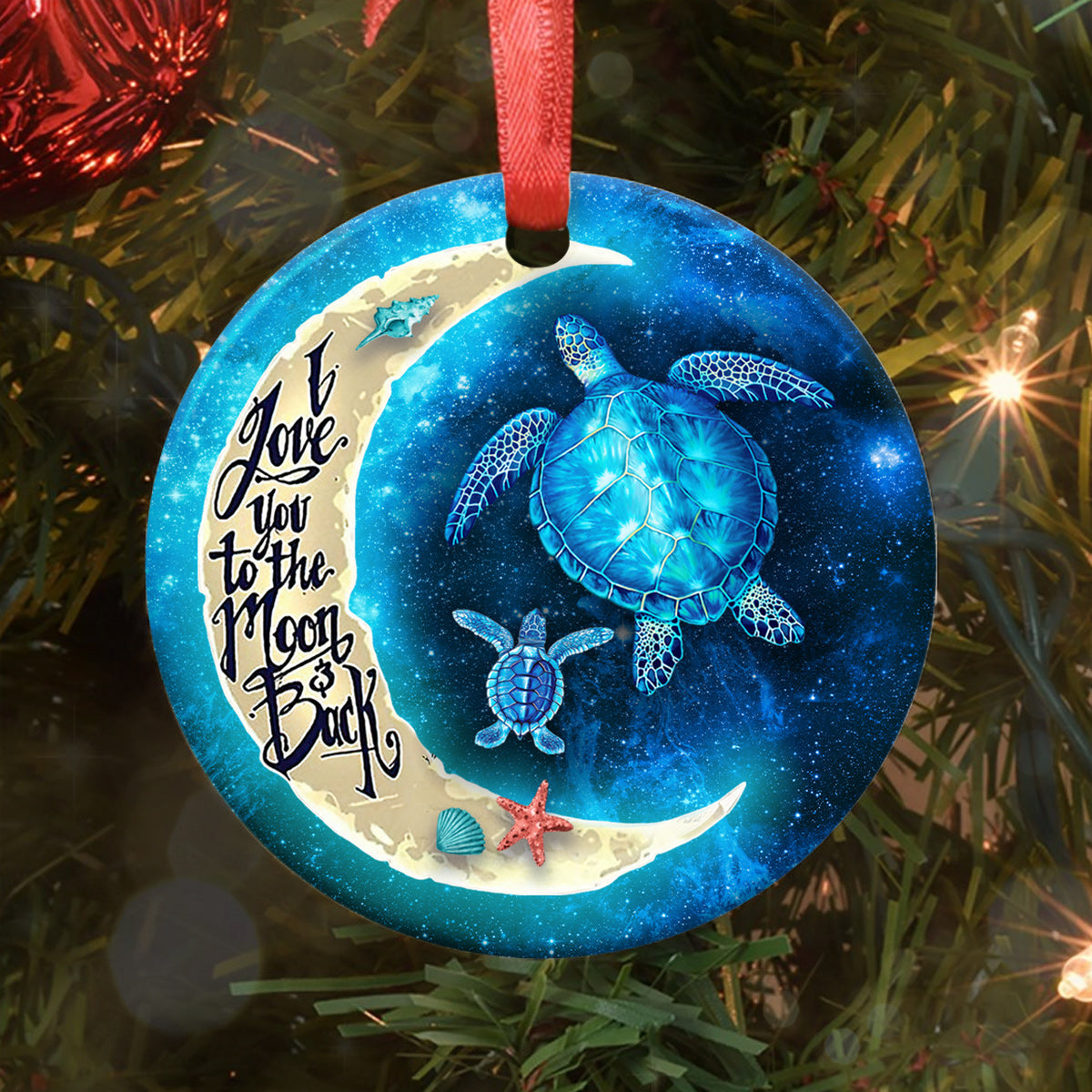 I Love You To The Moon Circle Ornament - Christmas Ornament - Ciaocustom