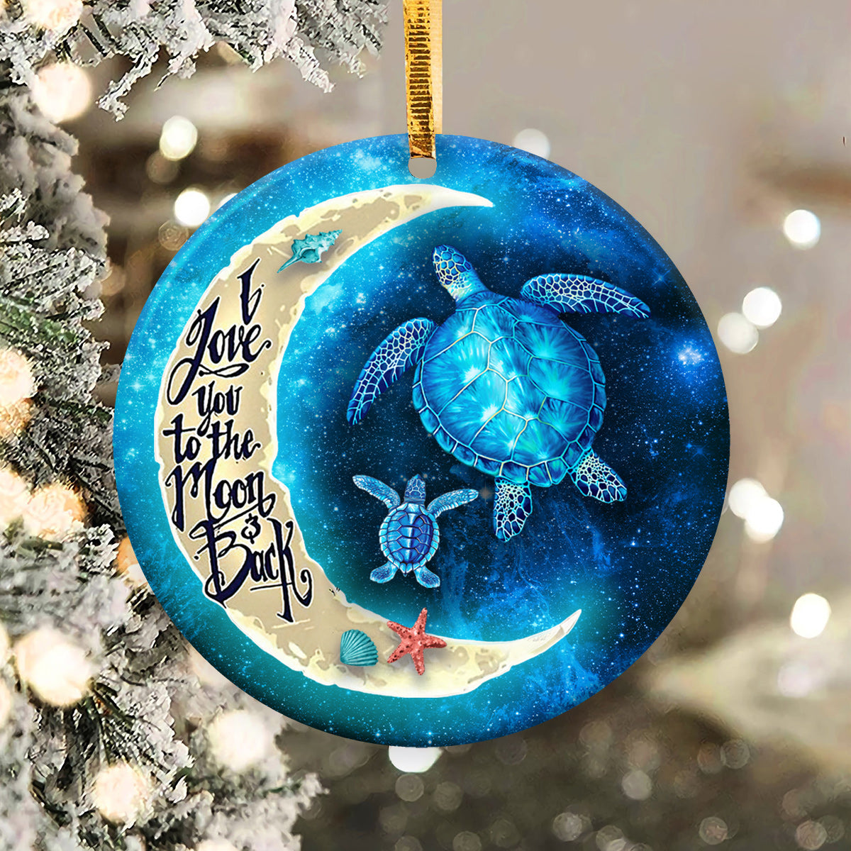 I Love You To The Moon Circle Ornament - Christmas Ornament - Ciaocustom