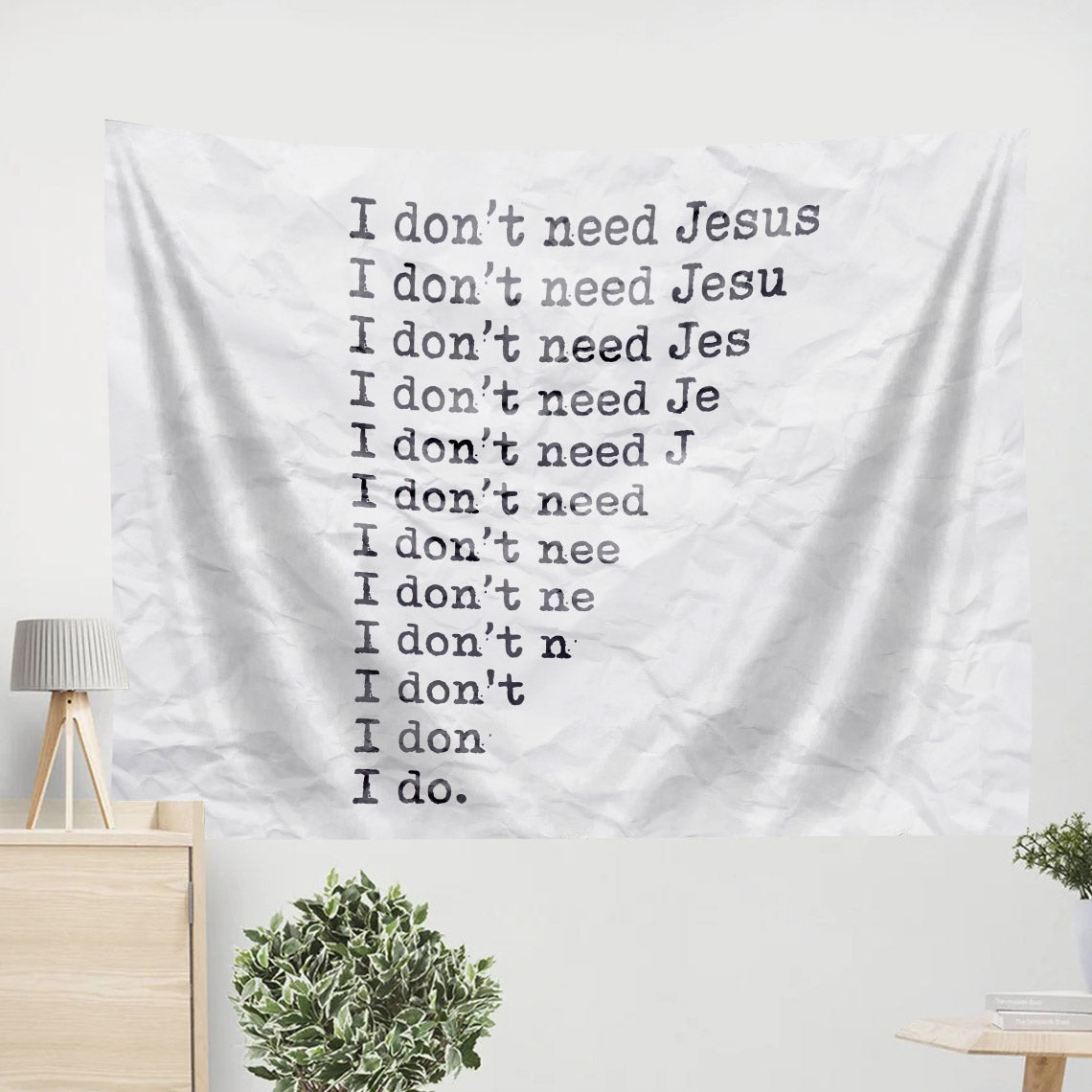 I Need Jesus - Religious Tapestry - Jesus Wall Tapestry - Tapestry Wall Hanging