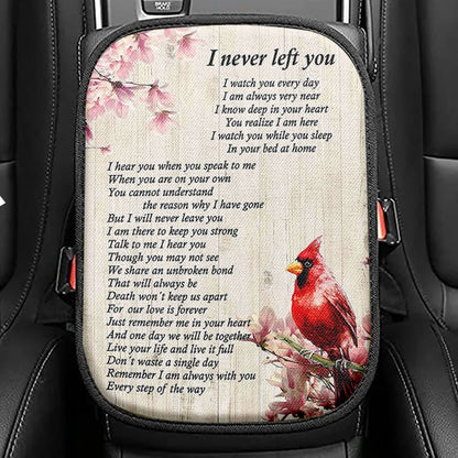 I Never Left You Red Cardinal Seat Box Cover, Christian Car Center Console Cover