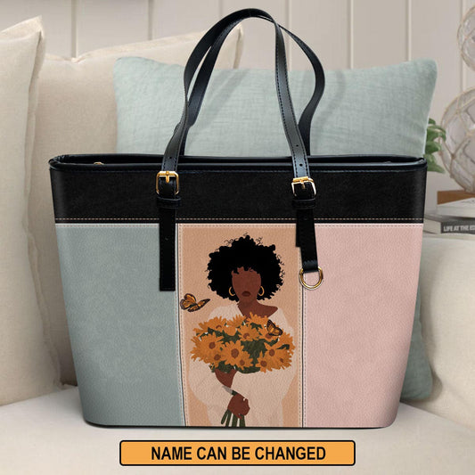 I Put My Faith In God Personalized Pu Leather Tote Bag For Women - Mom Gifts For Mothers Day