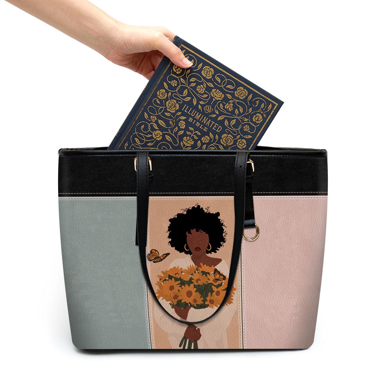 I Put My Faith In God Personalized Pu Leather Tote Bag For Women - Mom Gifts For Mothers Day