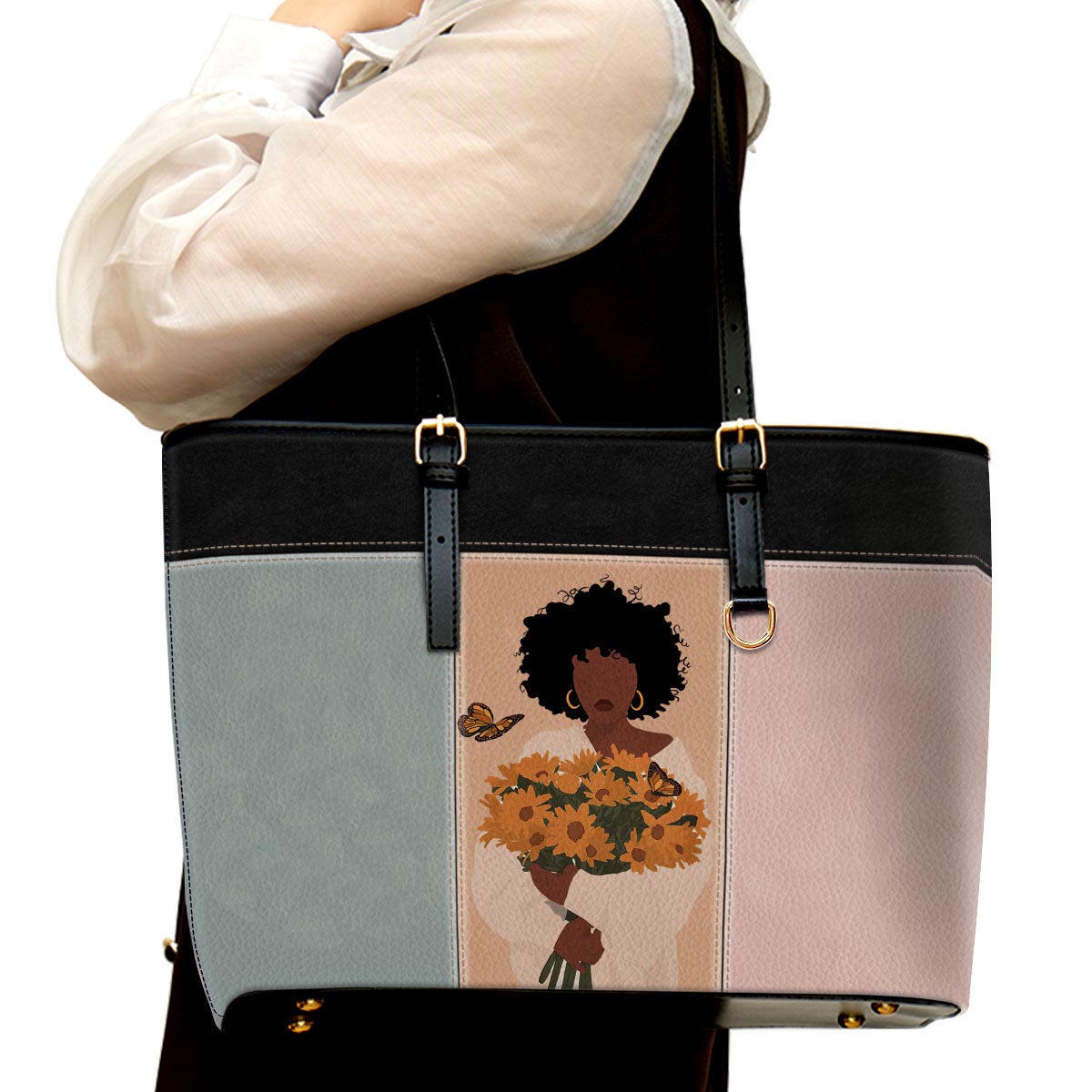 I Put My Faith In God Personalized Pu Leather Tote Bag For Women - Mom Gifts For Mothers Day