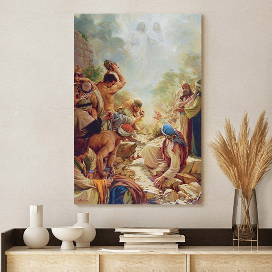 I See The Son Of Man Standing On The Right Hand Of God Canvas Pictures - Religious Wall Art Canvas - Christian Paintings For Home