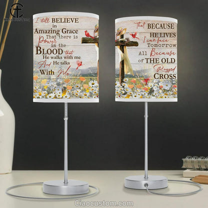 I Still Believe In Amazing Grace Cross Daisy Field Cardinal Large Table Lamp Art - Christian Lamp Art Home Decor - Religious Table Lamp Prints
