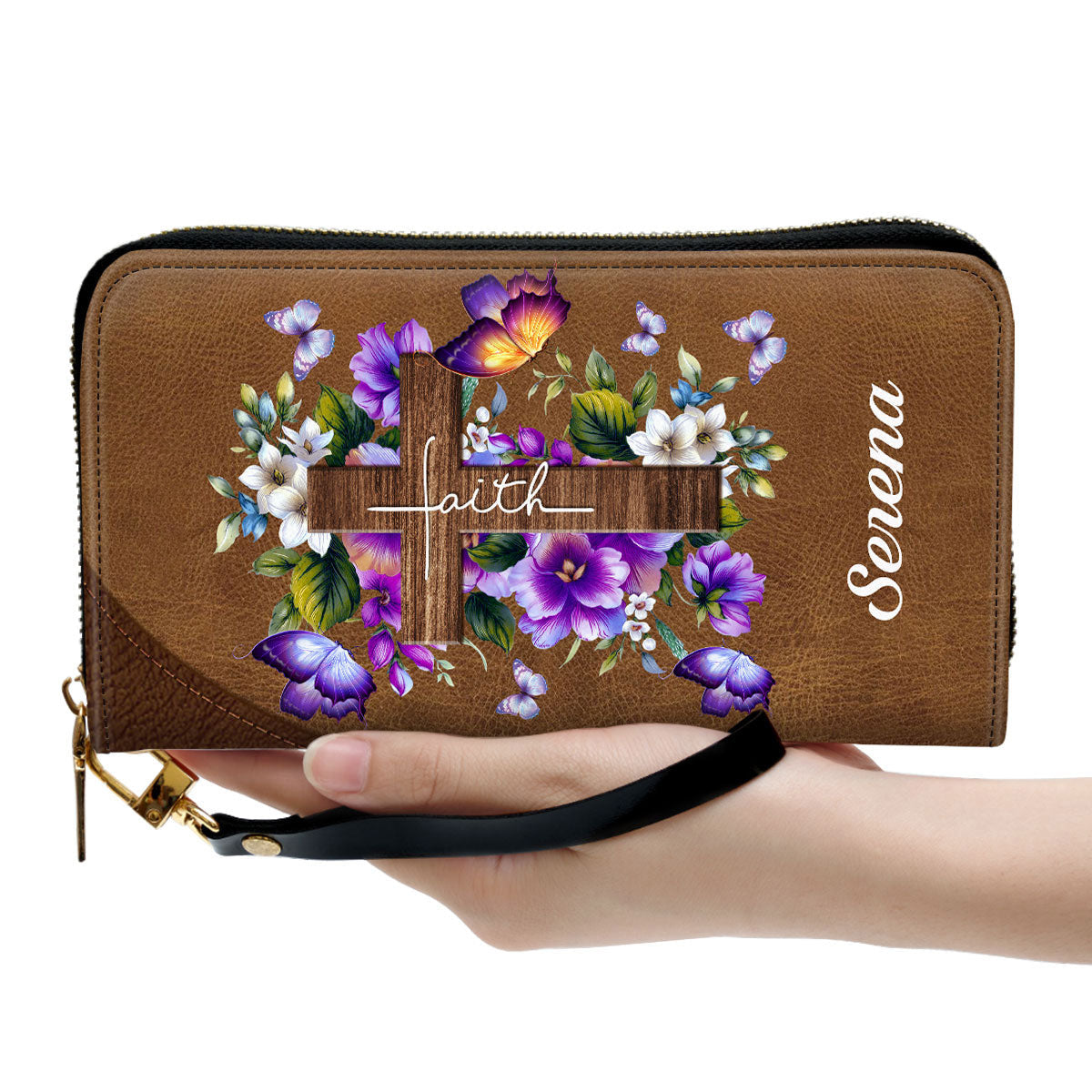 I Still Believe In Amazing Grace Faith Cross And Floral Christ Gifts For Religious Women Clutch Purse For Women - Personalized Name