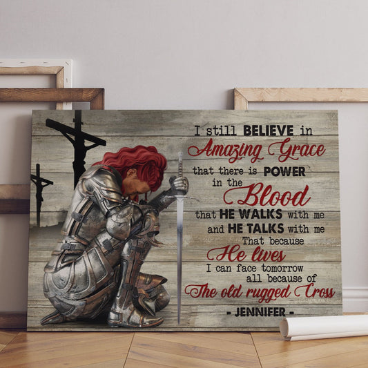 I Still Believe In Amazing Grace Jesus Canvas - Custom Name - Woman Warrior Of God