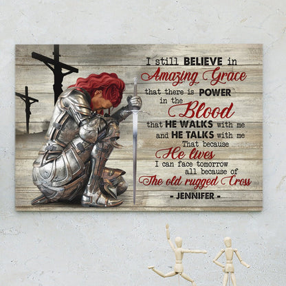 I Still Believe In Amazing Grace Jesus Canvas - Custom Name - Woman Warrior Of God