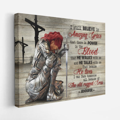 I Still Believe In Amazing Grace Jesus Canvas - Custom Name - Woman Warrior Of God
