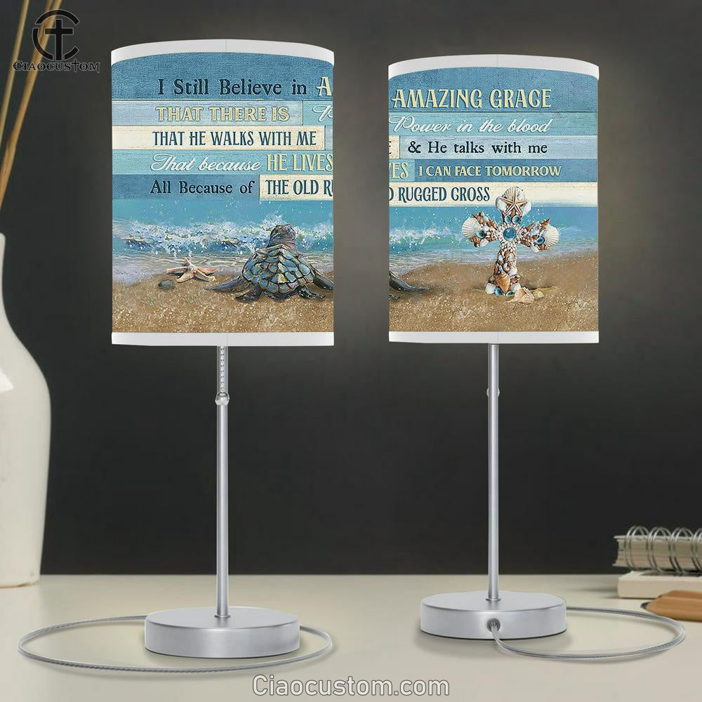 I Still Believe In Amazing Grace Sea Turtle Lamp Art Table Lamp - Christian Lamp Art - Religious Art