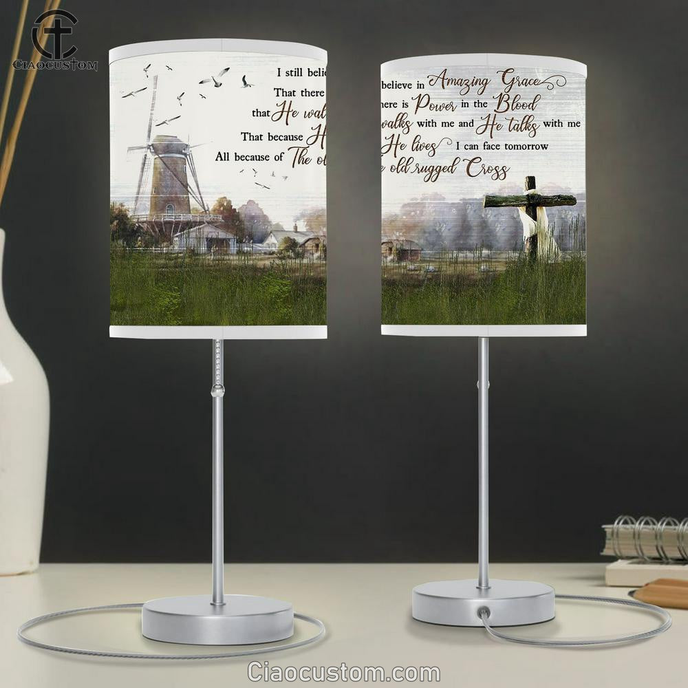 I Still Believe In Amazing Grace Table Lamp Room Decor - Bible Verse Lamp Art - Christian Home Decor