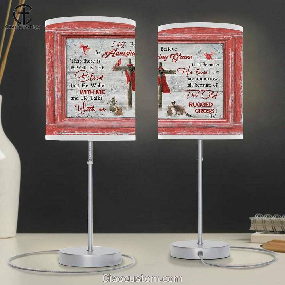 I Still Believe In Grace Animal Wooden Cross Table Lamp For Bedroom - Bible Verse Table Lamp - Religious Room Decor