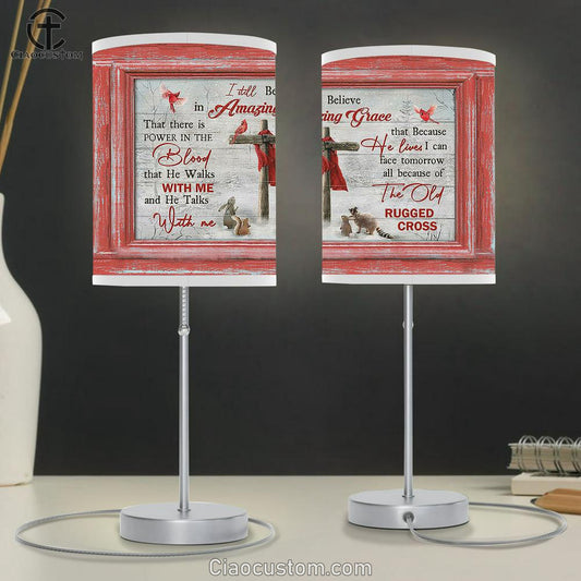 I Still Believe In Grace Animal Wooden Cross Table Lamp For Bedroom - Bible Verse Table Lamp - Religious Room Decor