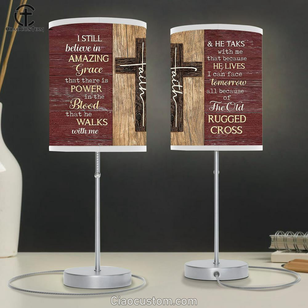 I Still Believe In Grace Cross Table Lamp For Bedroom - Bible Verse Table Lamp - Religious Room Decor