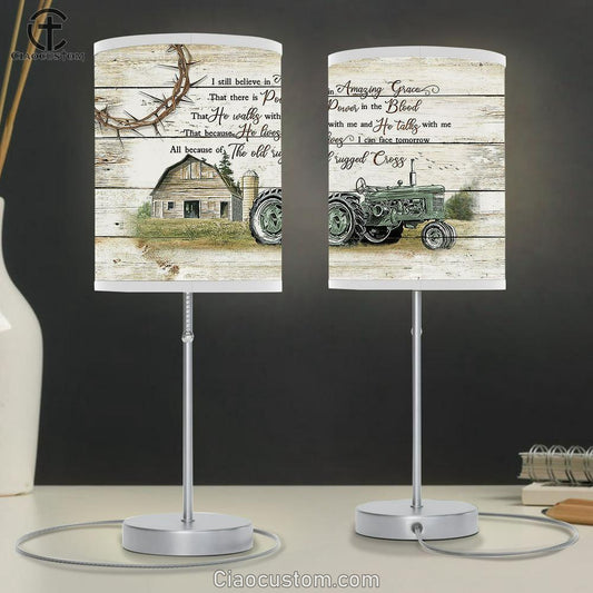 I Still Believe In Grace Farm Tractor Cross Table Lamp For Bedroom - Bible Verse Table Lamp - Religious Room Decor