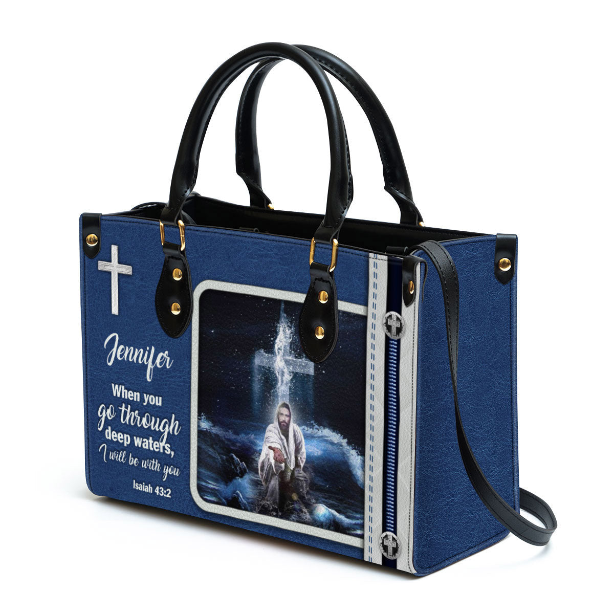 I Will Be With You Leather Bag - Custom Name Jesus Leather Handbag - Christian Gifts For Women