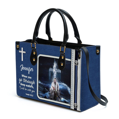 I Will Be With You Leather Bag - Custom Name Jesus Leather Handbag - Christian Gifts For Women