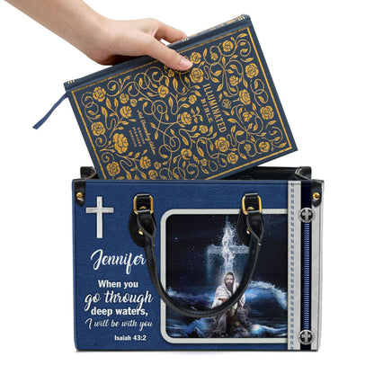 I Will Be With You Leather Bag - Custom Name Jesus Leather Handbag - Christian Gifts For Women