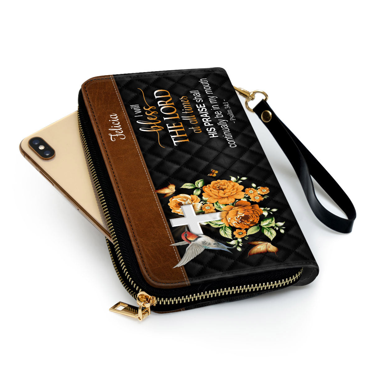 I Will Bless The Lord At All Times Clutch Purse For Women - Personalized Name - Christian Gifts For Women