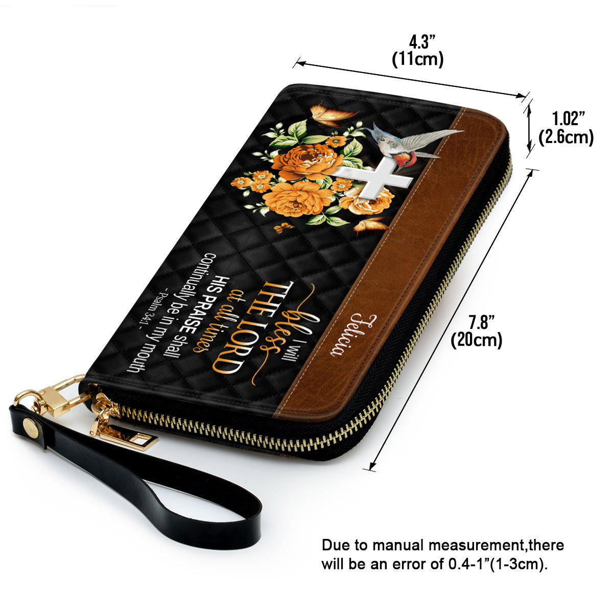 I Will Bless The Lord At All Times Clutch Purse For Women - Personalized Name - Christian Gifts For Women