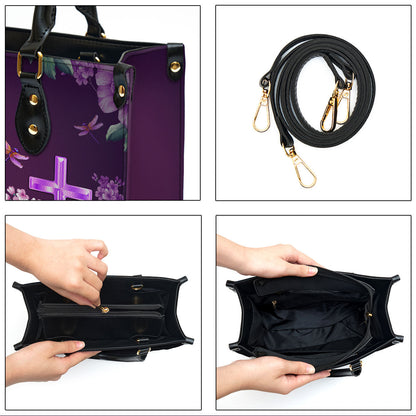 I Will Bless The Lord At All Times Leather Bag - Personalized Leather Bag With Handle for Christian Women