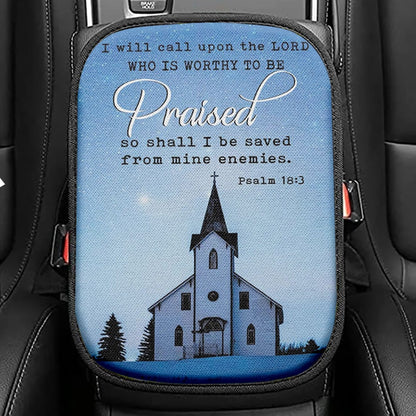I Will Call Upon The Lord Country Church Seat Box Cover, Christian Car Center Console Cover, Religious Car Interior Accessories