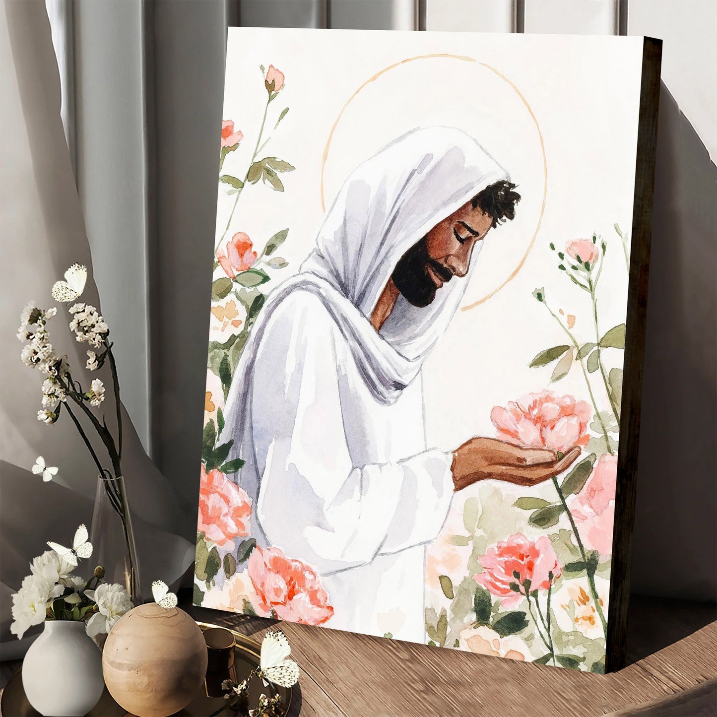 I Will Give You Rest Christ Christ With Flowers Jesus - Jesus Canvas Art - Christian Wall Art