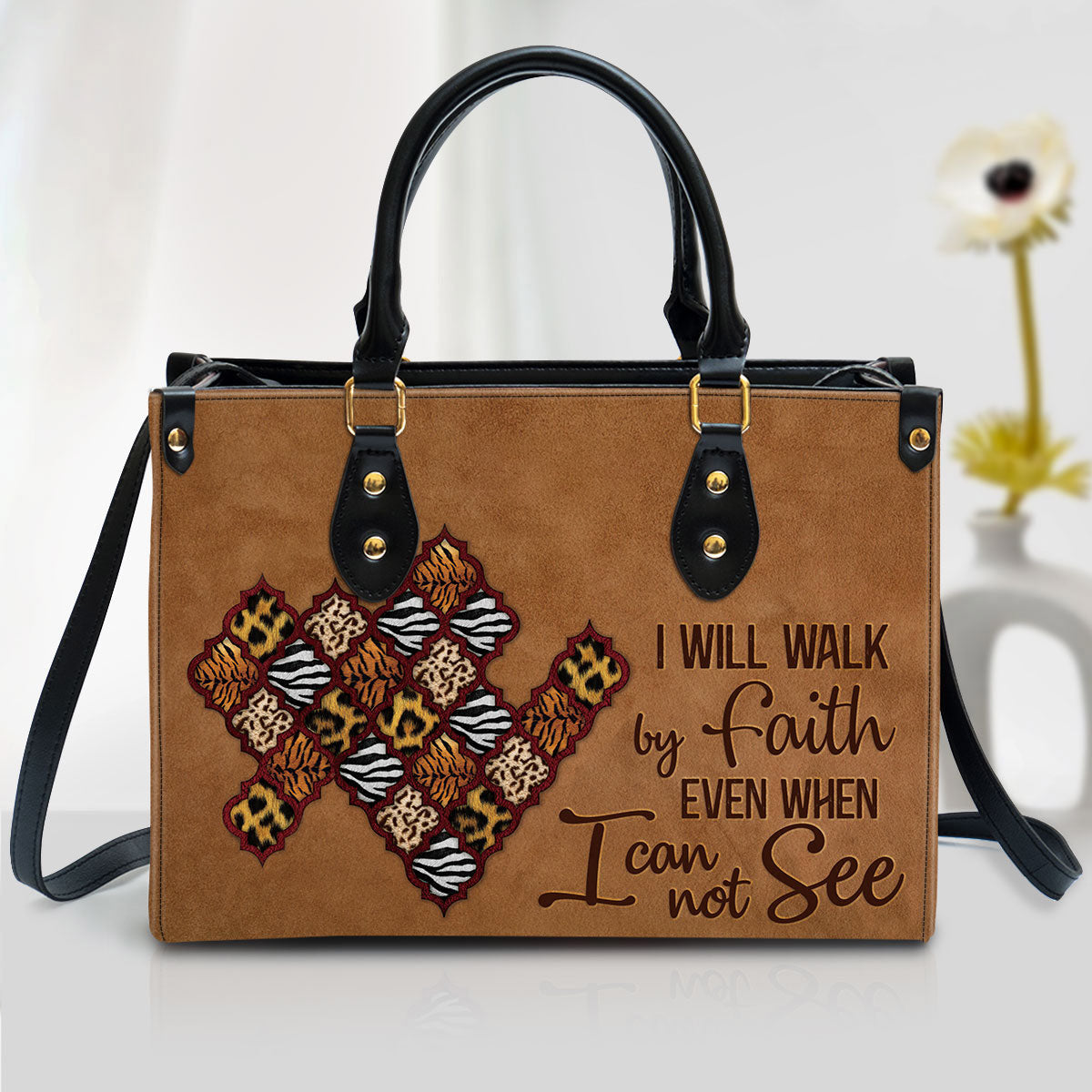 I Will Walk By Faith - Meaningful Leather Bag - Christian Pu Leather Bags For Women