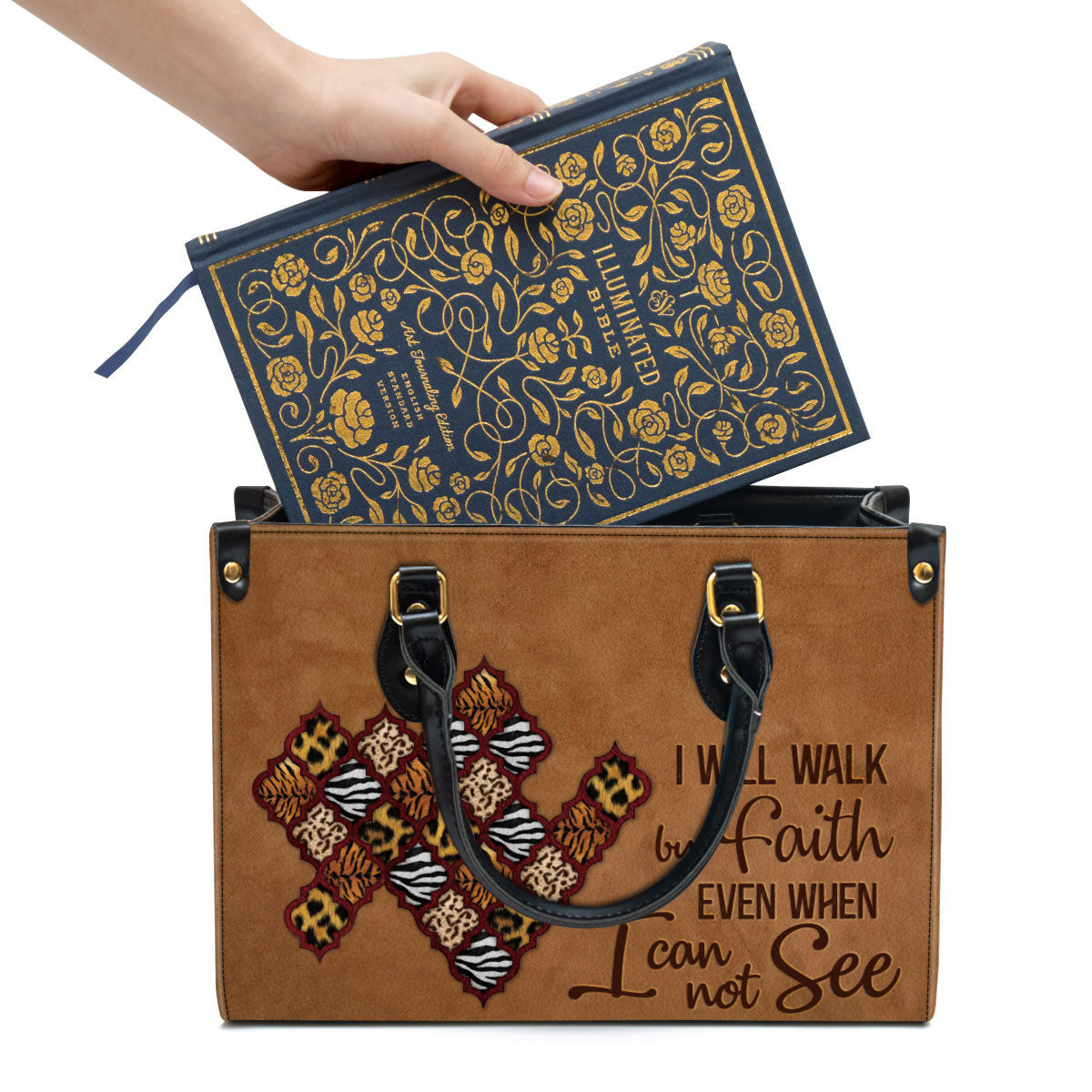 I Will Walk By Faith - Meaningful Leather Bag - Christian Pu Leather Bags For Women