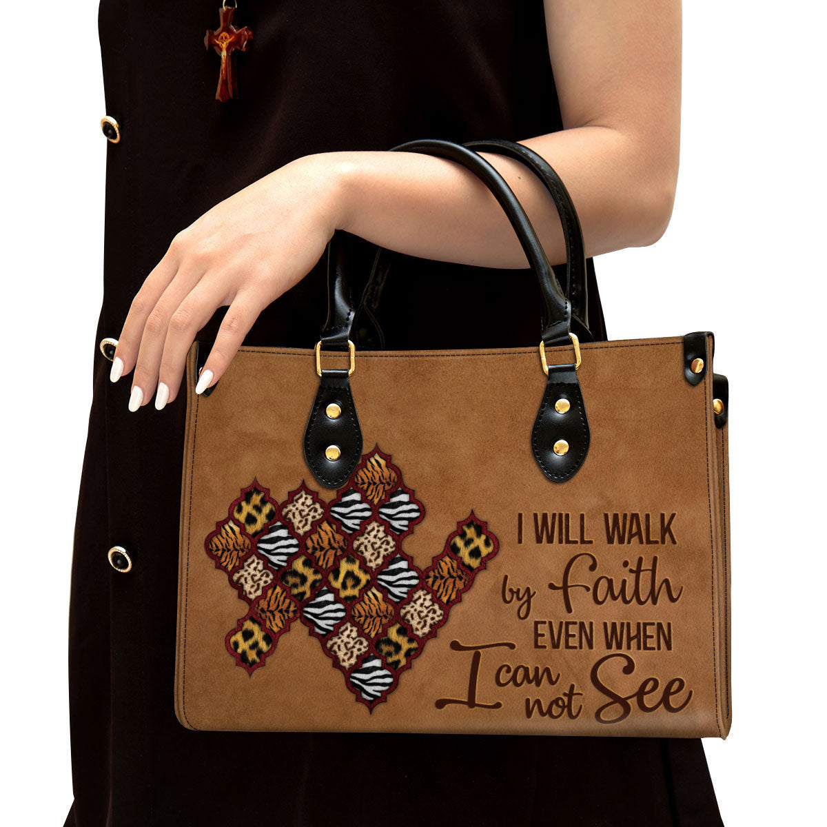 I Will Walk By Faith - Meaningful Leather Bag - Christian Pu Leather Bags For Women