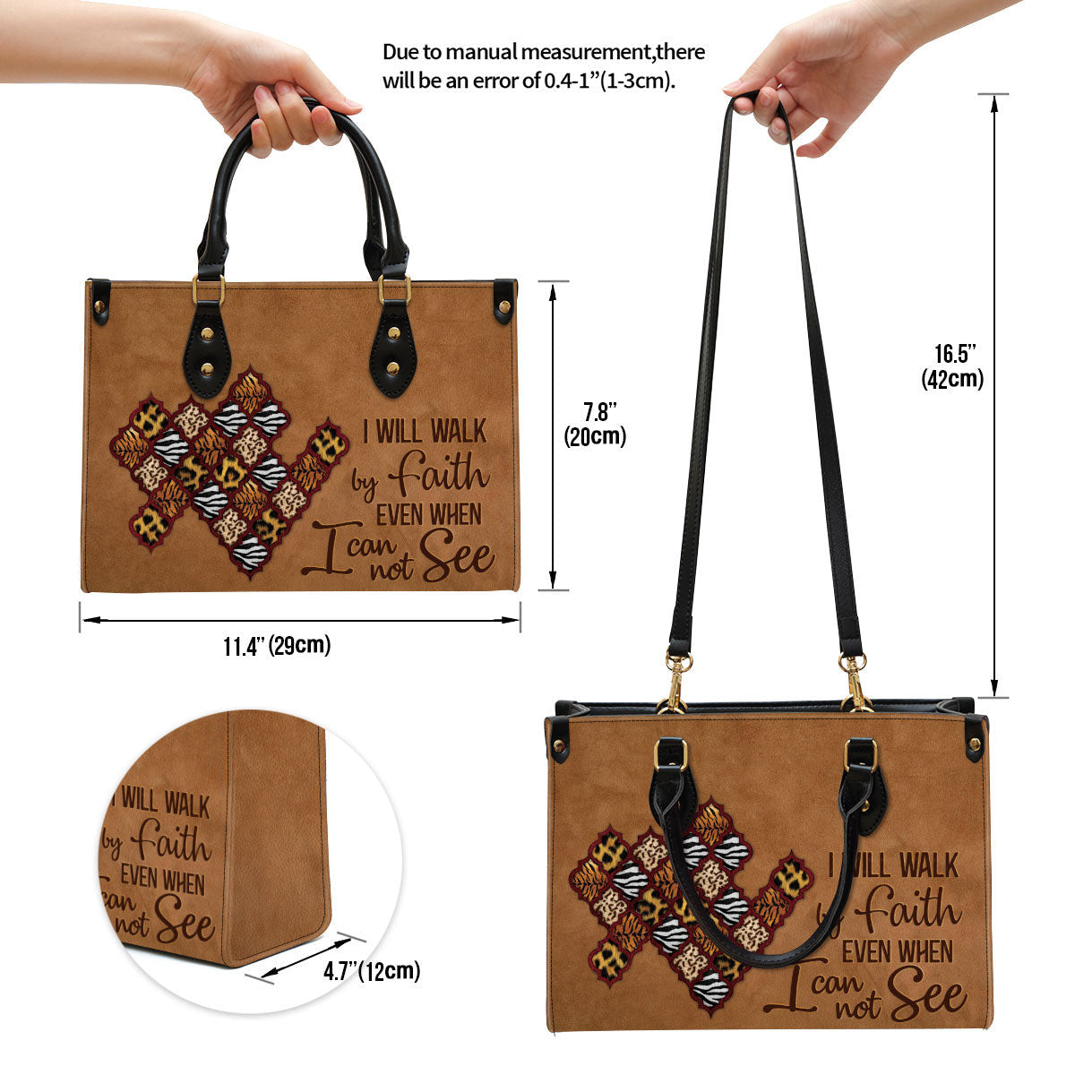 I Will Walk By Faith - Meaningful Leather Bag - Christian Pu Leather Bags For Women
