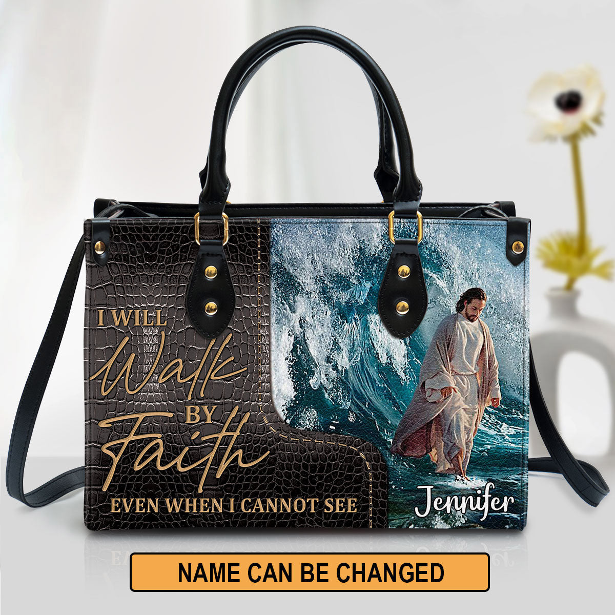 I Will Walk By Faith Even I Cannot See - Unique Jesus Leather Bag - Christian Pu Leather Bags For Women