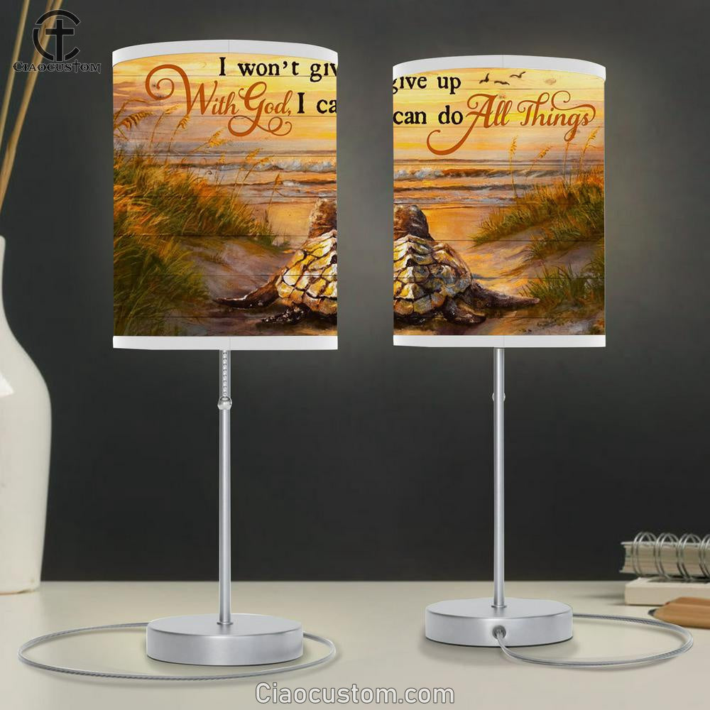 I Won't Give Up With God I Can Do All Things Turtle Beach Large Table Lamp Art - Christian Lamp Art Home Decor - Religious Table Lamp Prints
