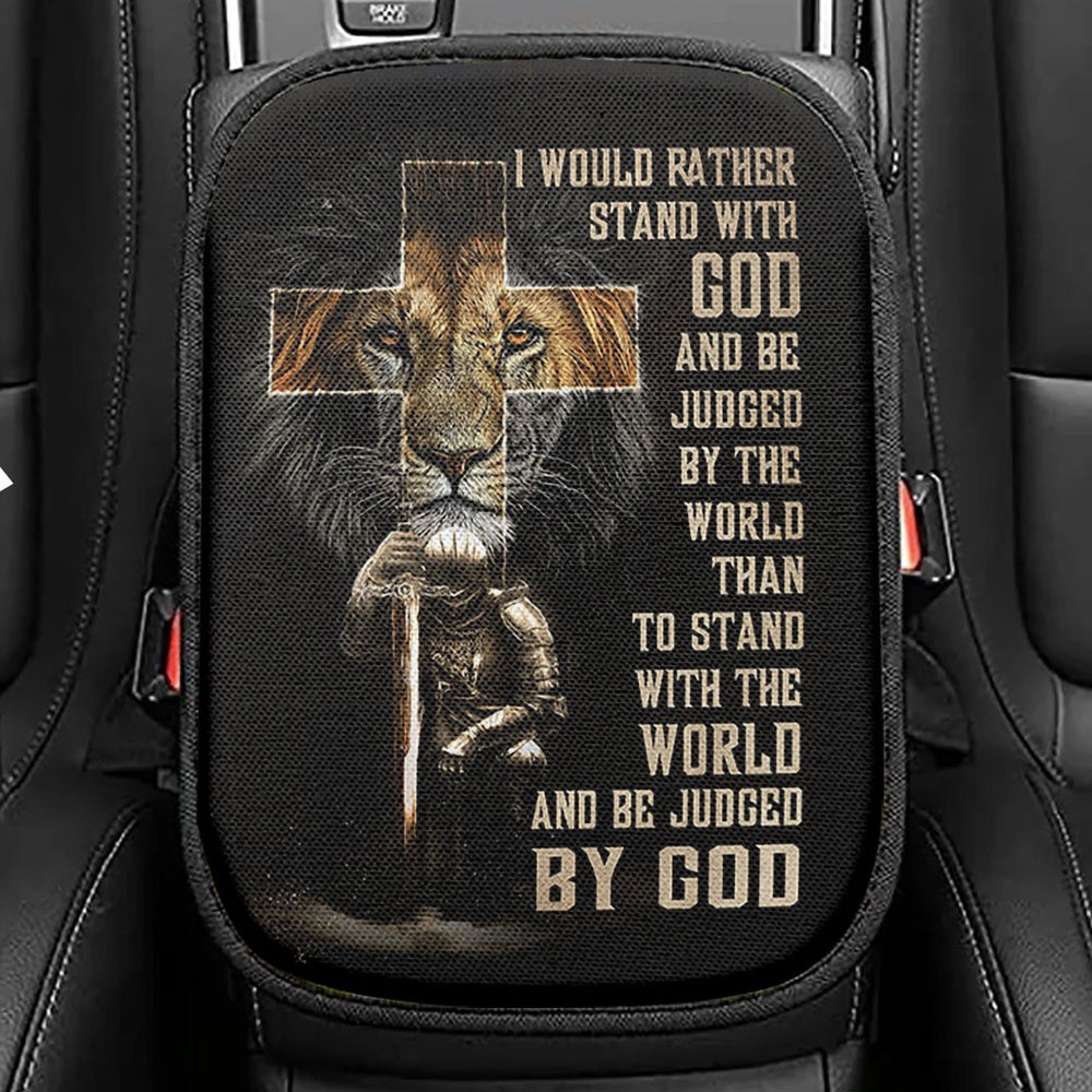 I Would Rather Stand With God Seat Box Cover, Bible Verse Car Center Console Cover, Scripture Car Interior Accessories
