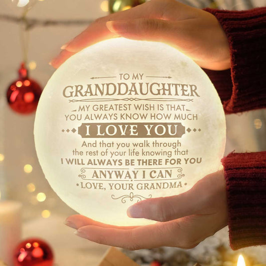 I'll Always Be There For You 3d Printed Moon Lamp - To My Granddaughter - Gift For Granddaughter - Engraved Moon Lamp