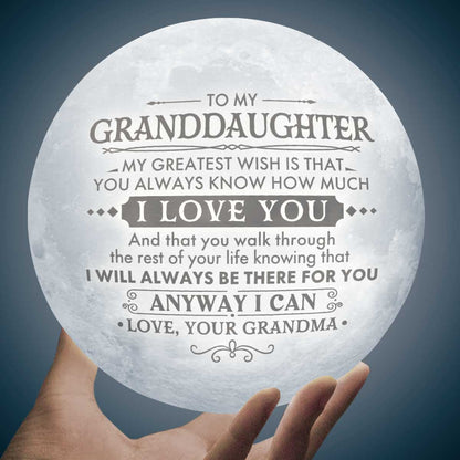 I'll Always Be There For You 3d Printed Moon Lamp - To My Granddaughter - Gift For Granddaughter - Engraved Moon Lamp