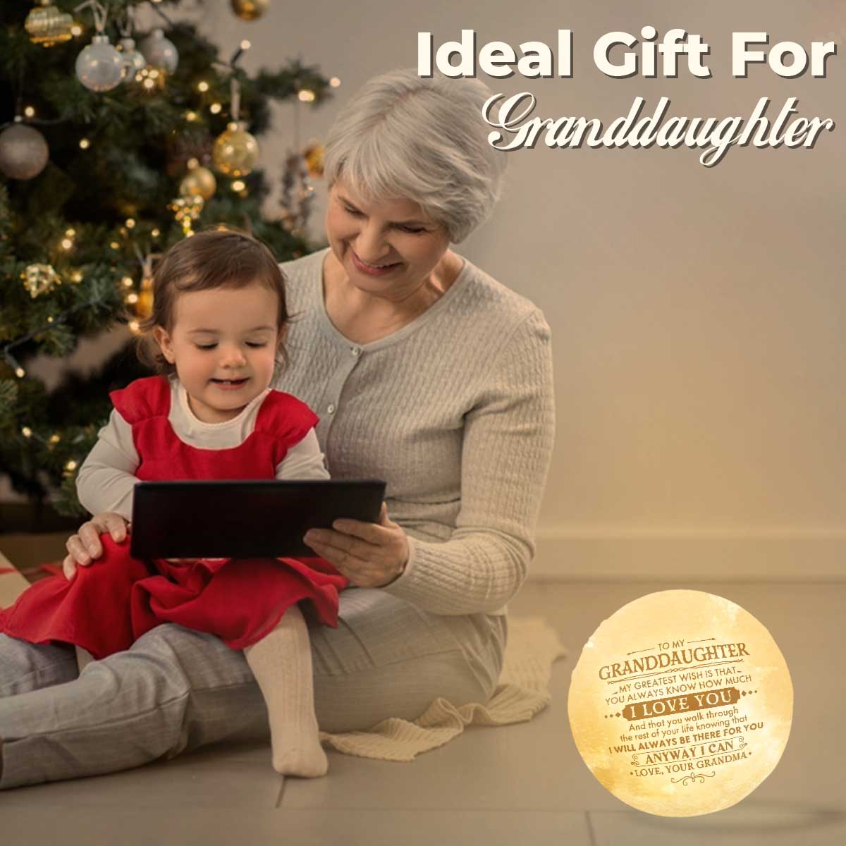 I'll Always Be There For You 3d Printed Moon Lamp - To My Granddaughter - Gift For Granddaughter - Engraved Moon Lamp