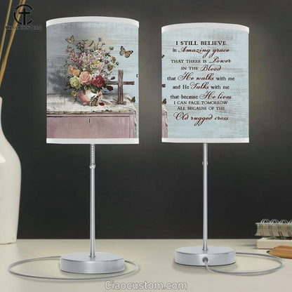 I still believe in grace Brilliant flower vase Table Lamp For Bedroom - Bible Verse Table Lamp - Religious Room Decor