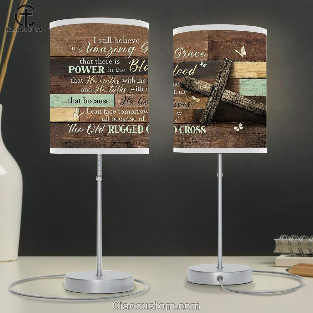 I still believe in grace cross Butterfly Table Lamp For Bedroom - Bible Verse Table Lamp - Religious Room Decor