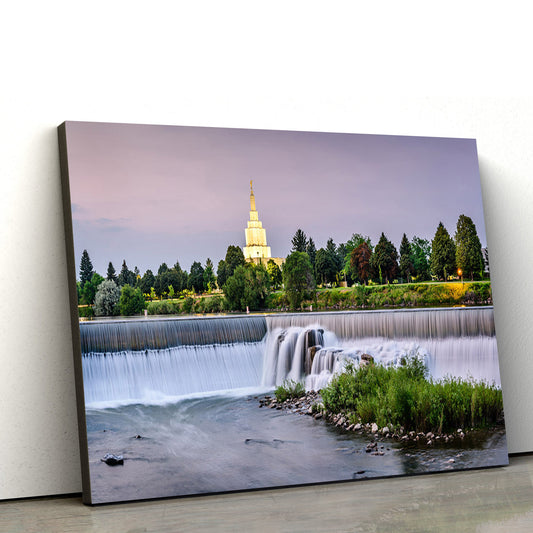 Idaho Falls Temple The Falls Canvas Wall Art - Jesus Christ Picture - Canvas Christian Wall Art