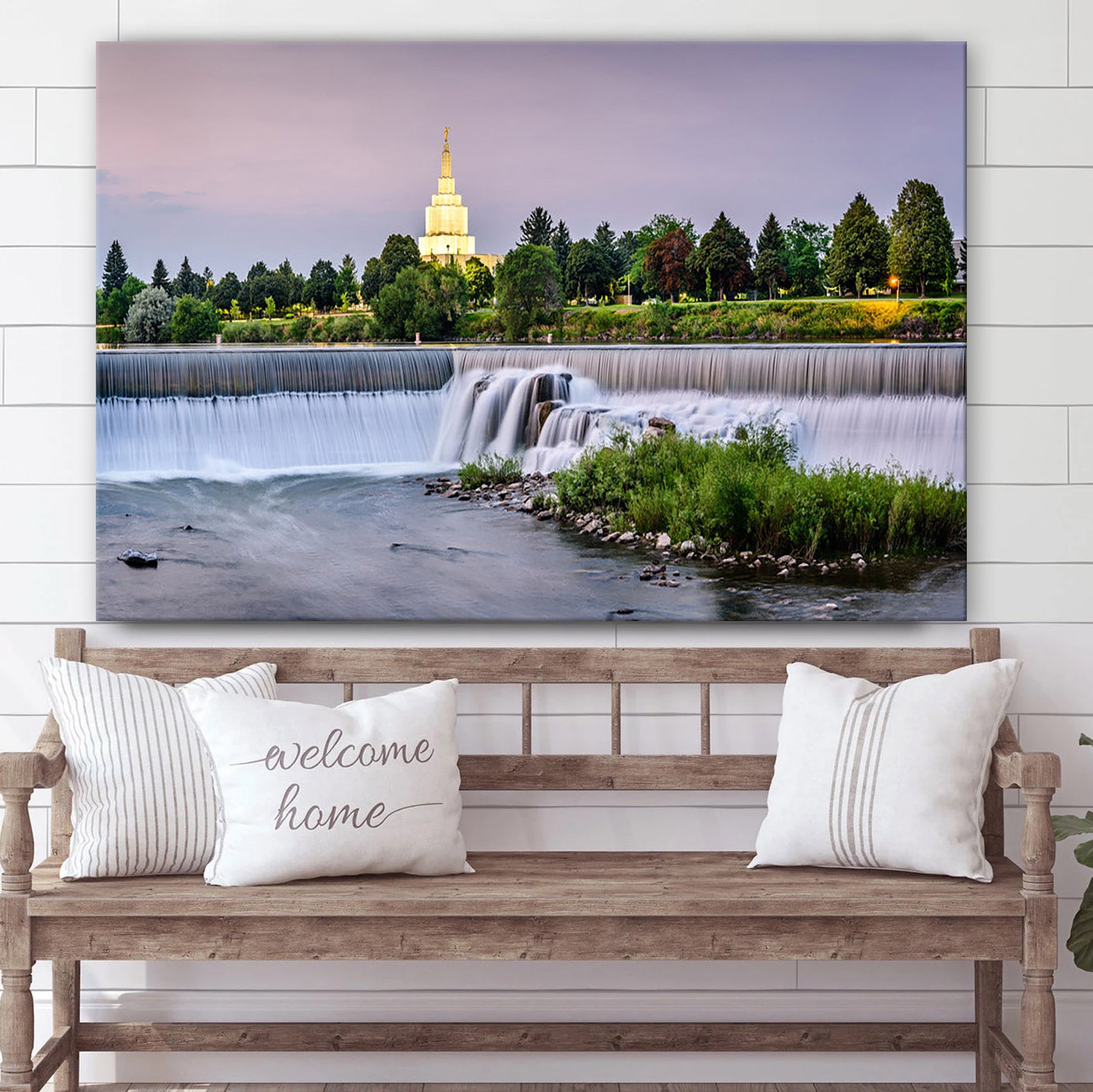 Idaho Falls Temple The Falls Canvas Wall Art - Jesus Christ Picture - Canvas Christian Wall Art