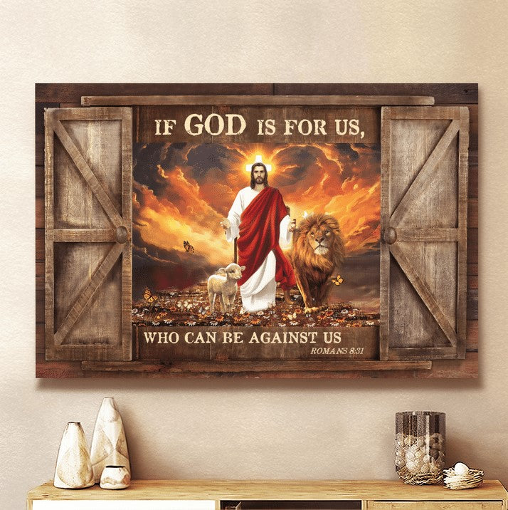 If God Is For Us Who Can Be Against Us Canvas Wall Art - Christian Poster - Religious Wall Decor