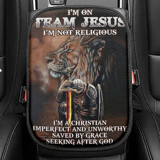 If You Bring Up My Past You Should Know That Jesus Dropped The Charges German Shepherd Seat Box Cover, Christian Car Center Console Cover