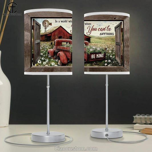 In A World Where You Can Be Anything Dandelion Field, Ladybug Car Lamp Art Table Lamp - Christian Lamp Art - Religious Art